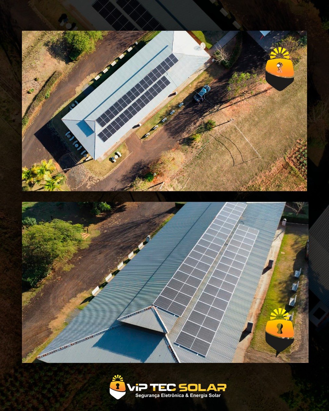 Usina solar da APAE Rural vista de drone